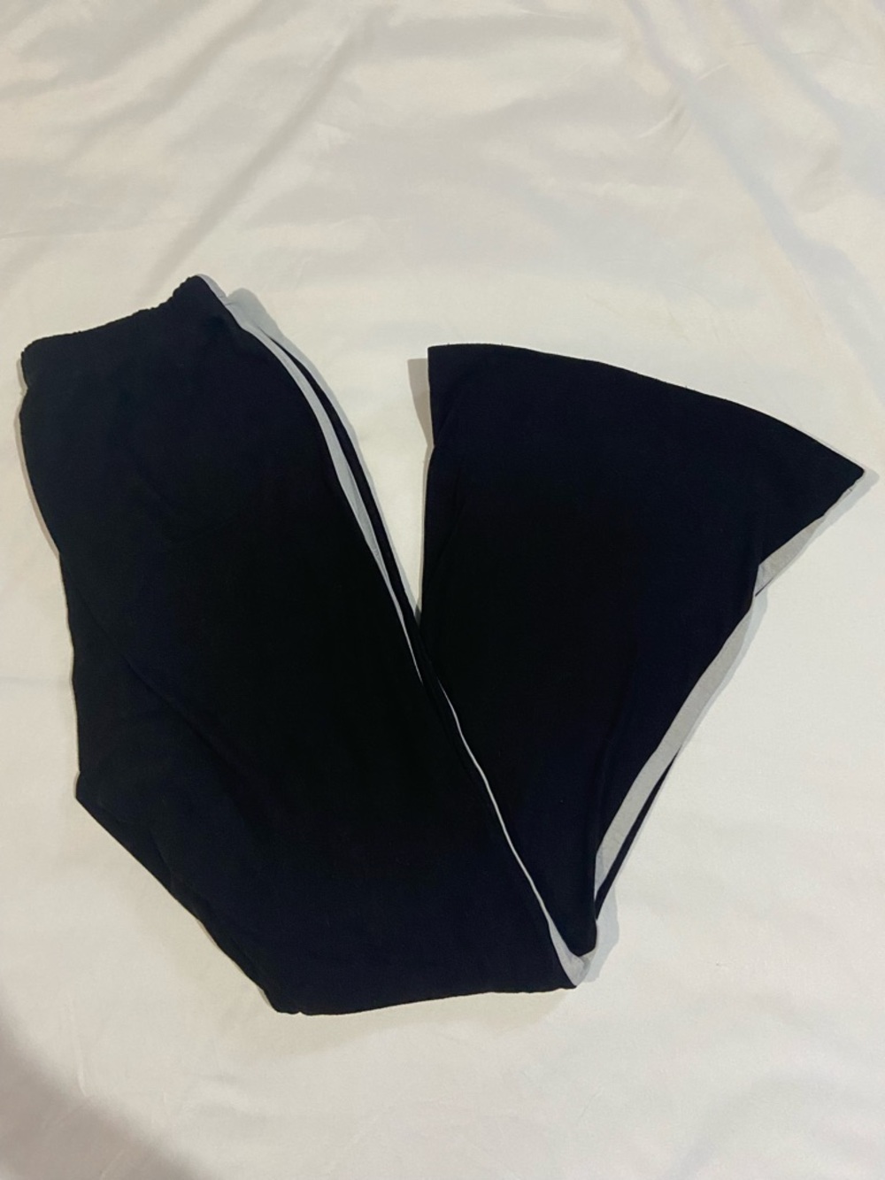 Girls' Black Flare Leggings with White Side Stripe